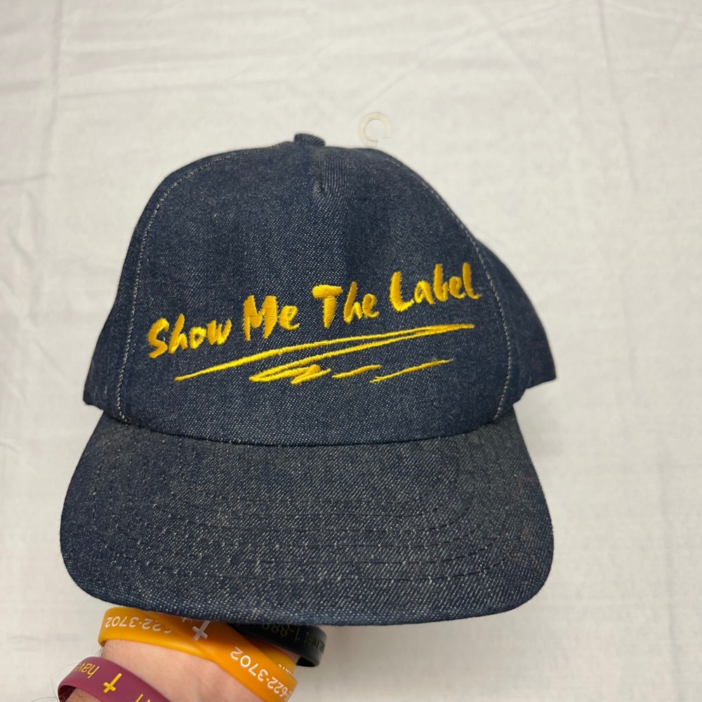 Vintage SMWIA Union Made Denim Snapback Hat Show Me The Label Made in USA Blue - Picture 2 of 8